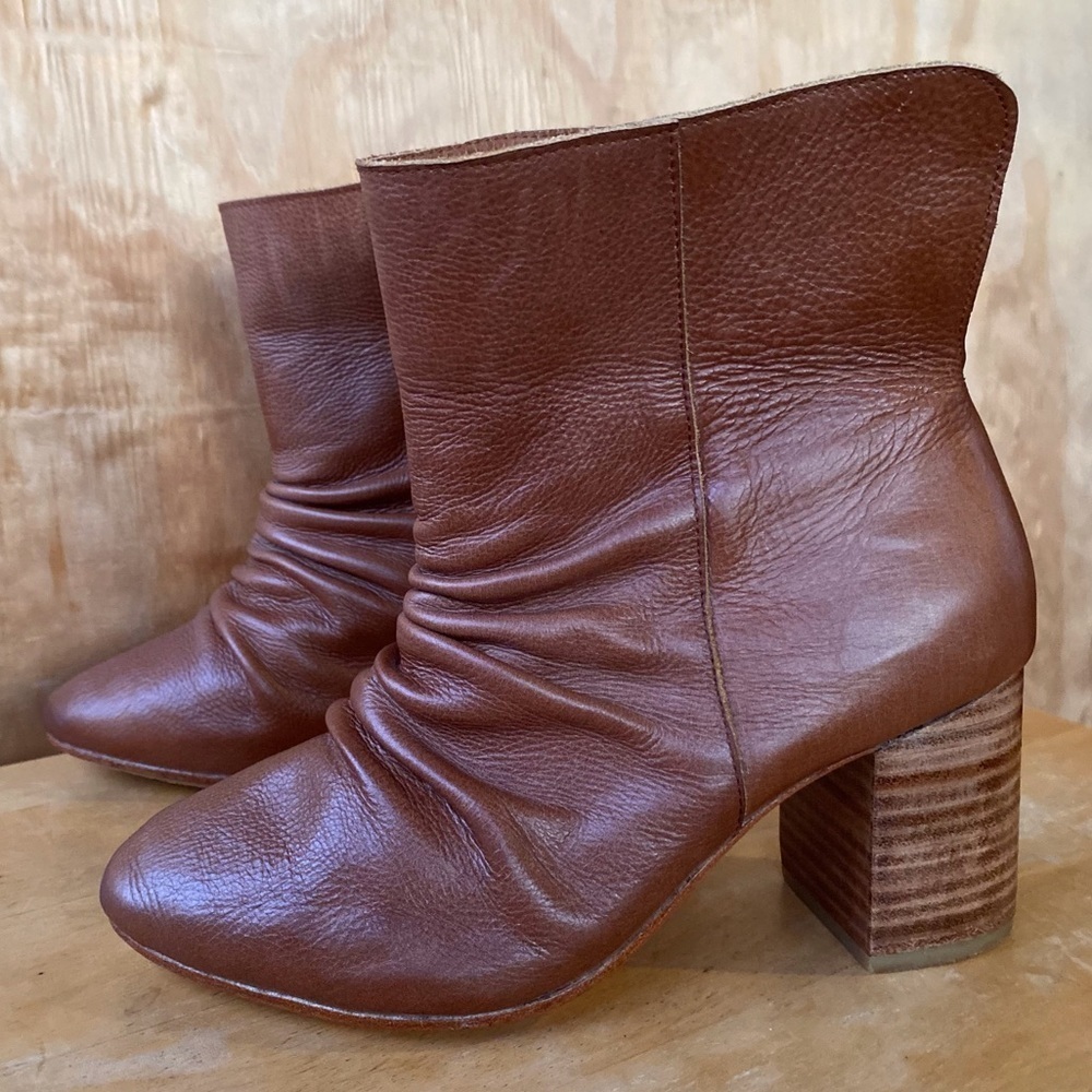 Elf Handmade Heeled Brown Leather Ankle Boot